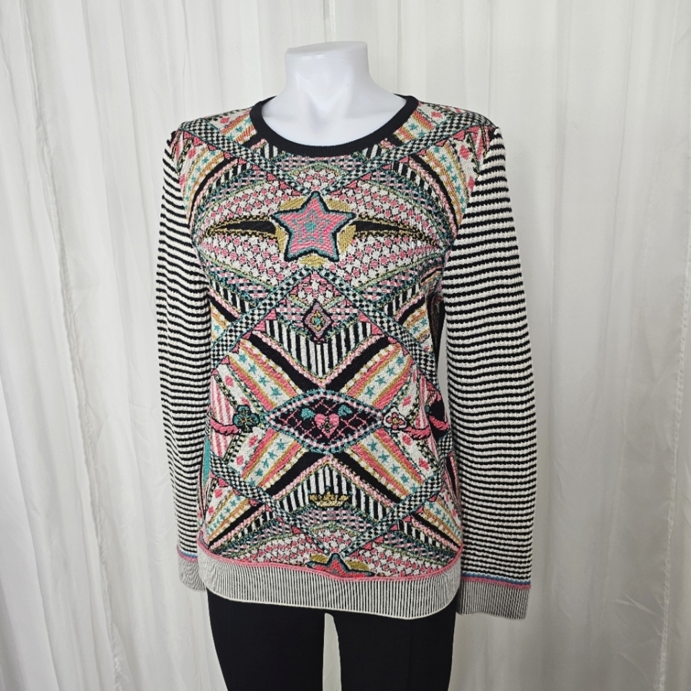 Aldo Martins Theodora Anthro Multicolor Geometric Wool Blend Sweater Pullover